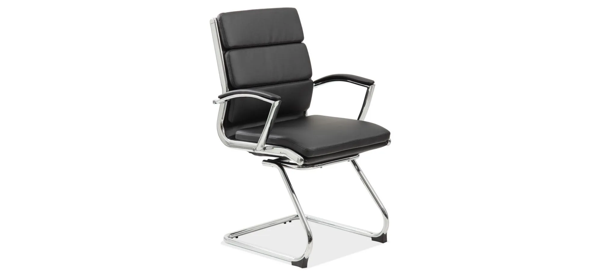 Pennyworth Executive Guest Chair in Black Leather Soft Vinyl; Chrome by Coe Distributors