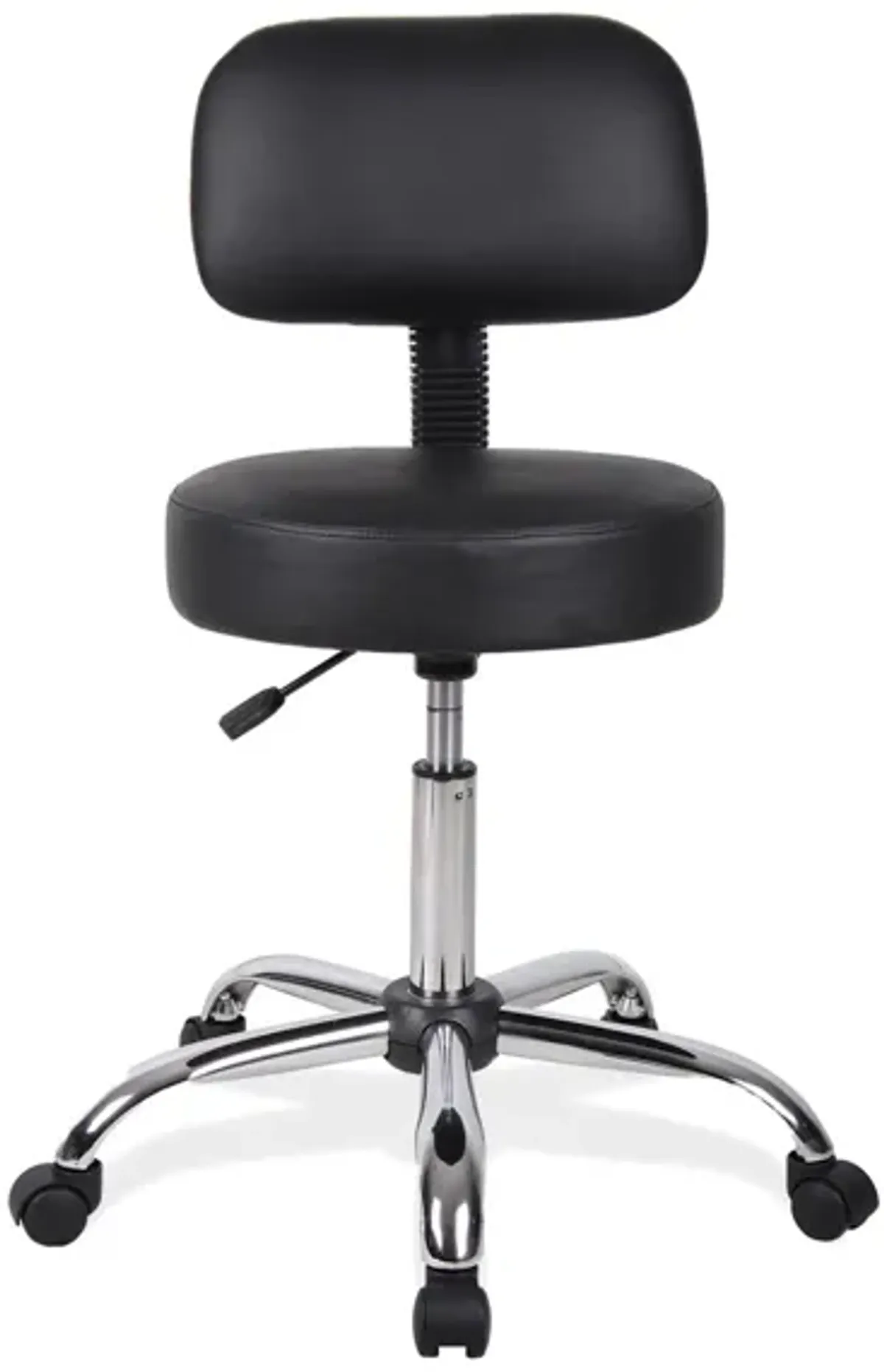 McCaskill Medical Stool with Backrest in Black Antimicrobial Vinyl; Chrome by Coe Distributors