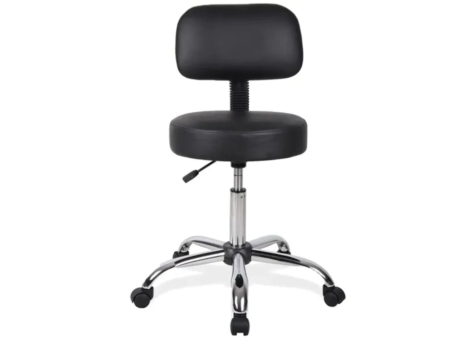 McCaskill Medical Stool with Backrest in Black Antimicrobial Vinyl; Chrome by Coe Distributors