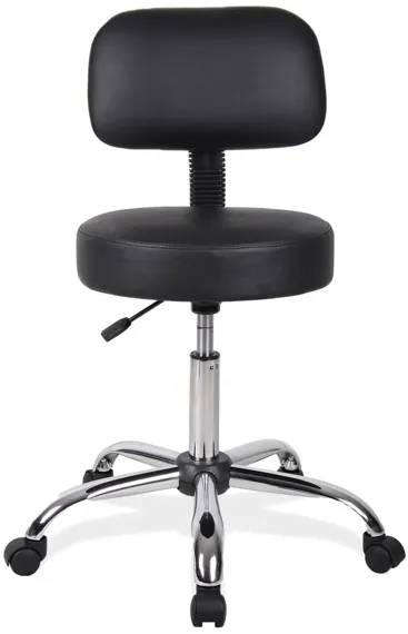 McCaskill Medical Stool with Backrest in Black Antimicrobial Vinyl; Chrome by Coe Distributors