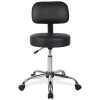 McCaskill Medical Stool with Backrest in Black Antimicrobial Vinyl; Chrome by Coe Distributors