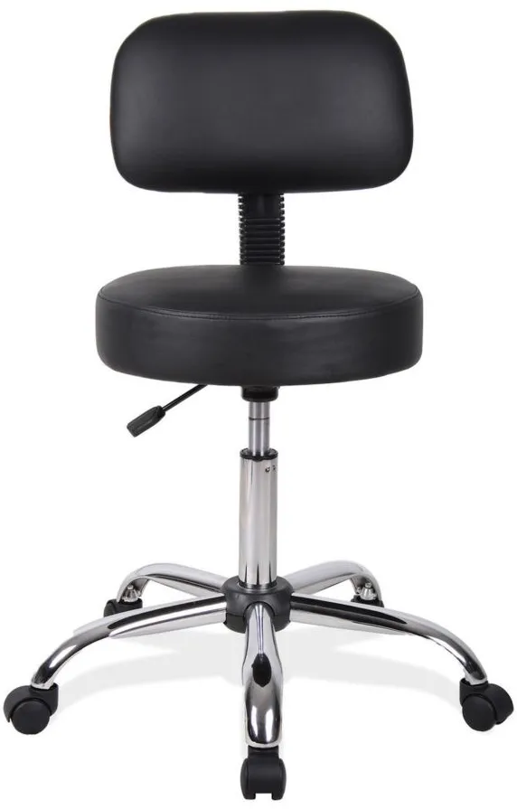 McCaskill Medical Stool with Backrest in Black Antimicrobial Vinyl; Chrome by Coe Distributors