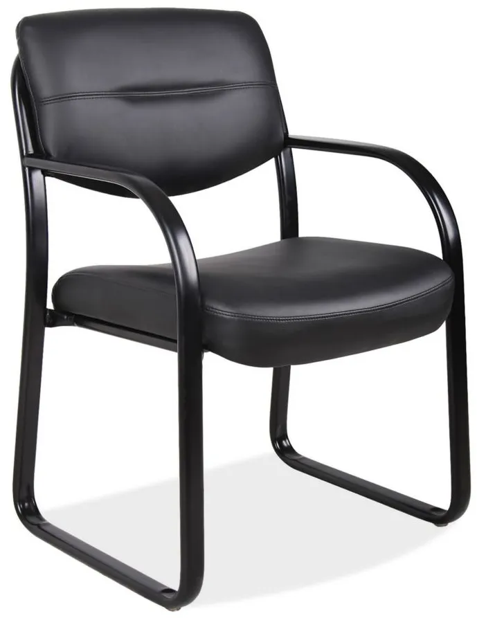 Merit Collection Guest Armchair in Black Leather Soft Vinyl; Black by Coe Distributors