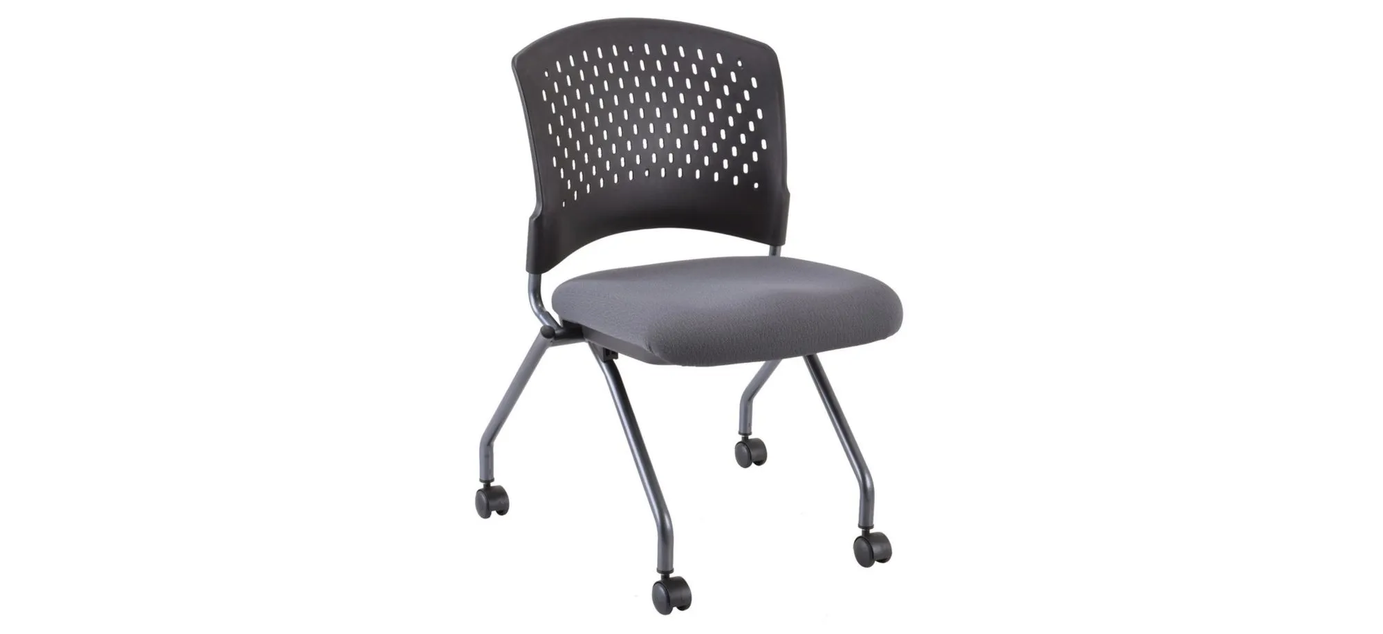 Deputron Armless Nesting Chair in Black Fabric Seat; Titanium by Coe Distributors