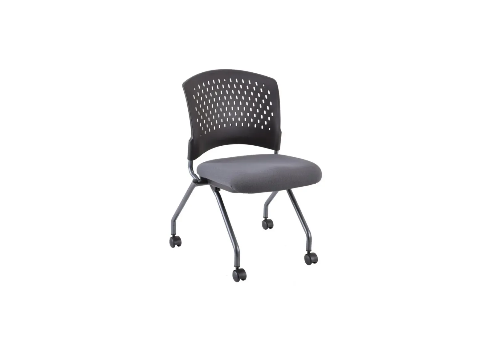 Deputron Armless Nesting Chair in Black Fabric Seat; Titanium by Coe Distributors