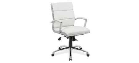 Pennyworth Executive Mid Back Chair in White Leather Soft Vinyl; Chrome by Coe Distributors