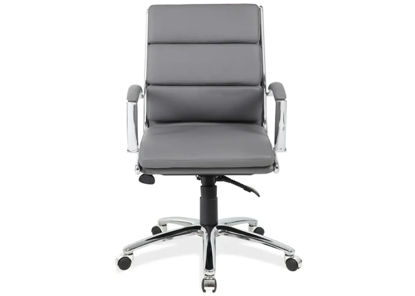 Pennyworth Executive Mid Back Chair in Gray Leather Soft Vinyl; Chrome by Coe Distributors