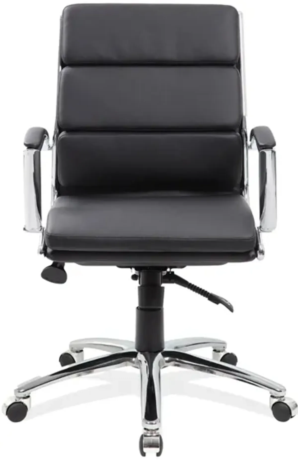 Pennyworth Executive Mid Back Chair in Black Leather Soft Vinyl; Chrome by Coe Distributors