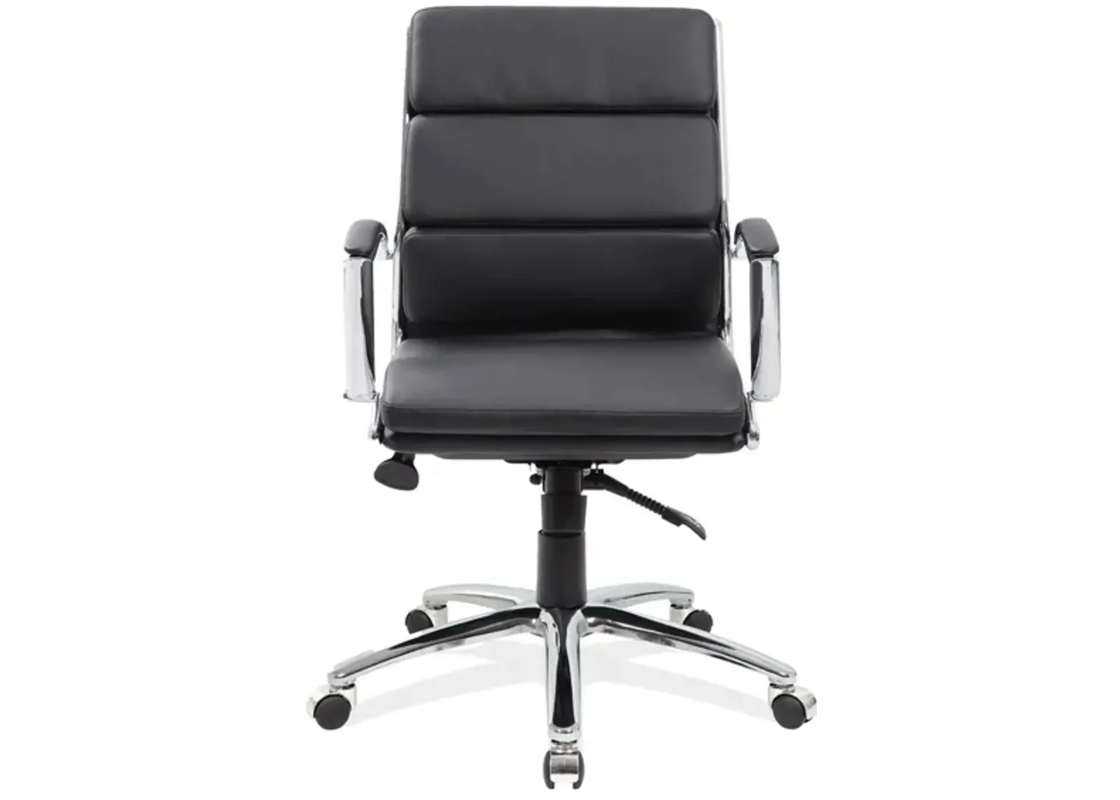 Pennyworth Executive Mid Back Chair in Black Leather Soft Vinyl; Chrome by Coe Distributors