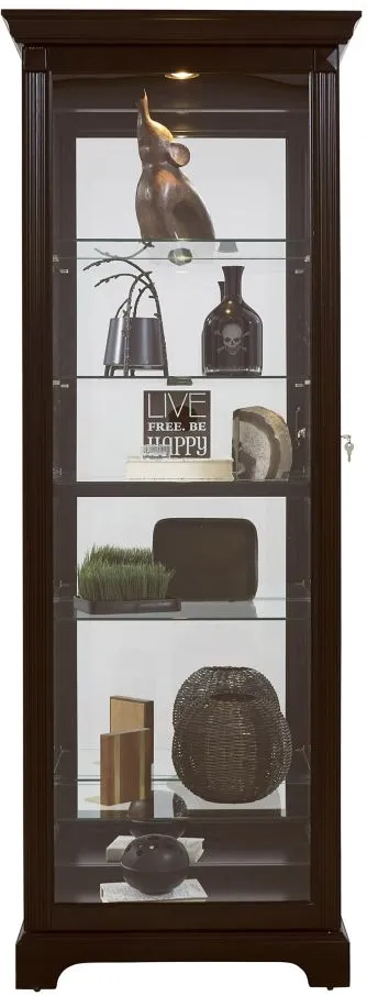 Milligan Locking Slide Door Curio Cabinet in Brown by Home Meridian International