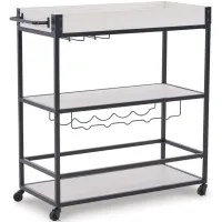 Bayflynn Bar Cart in White/Black by Ashley Express