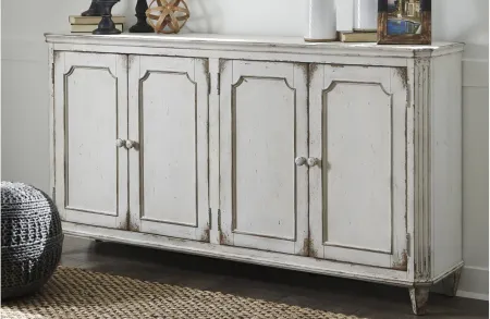 Mirimyn Console Cabinet w/ Wood Doors in Antique White by Ashley Furniture