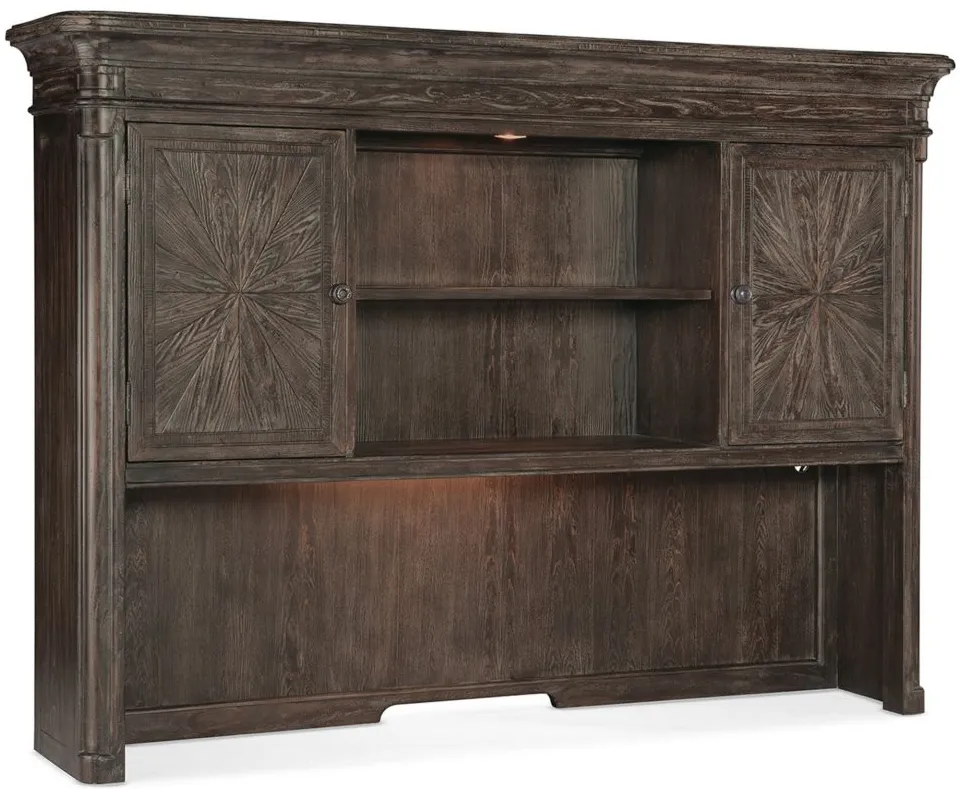 Traditions Computer Credenza Hutch in Dark Wood by Hooker Furniture