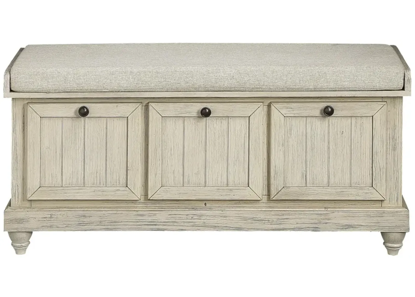 Hakea Upholstered Storage Bench in Distressed White by Homelegance