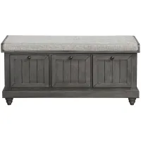Hakea Upholstered Storage Bench in Distressed dark gray by Homelegance