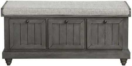 Hakea Upholstered Storage Bench in Distressed dark gray by Homelegance