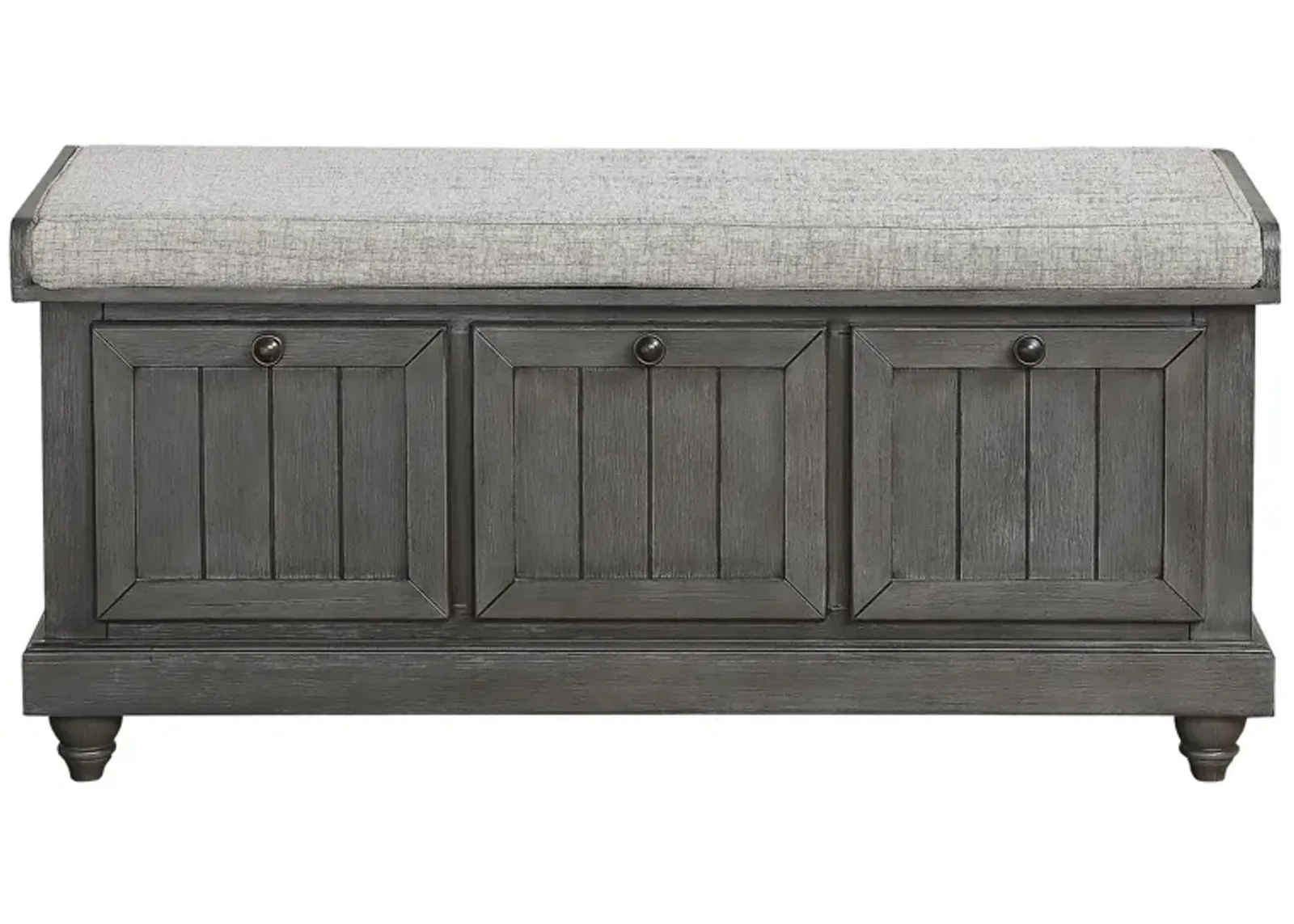 Hakea Upholstered Storage Bench in Distressed Dark Gray by Homelegance