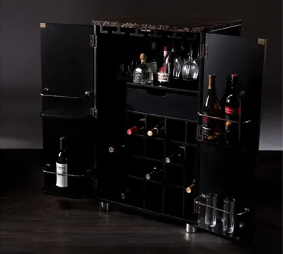 Cochrane Black Contemporary Bar Cabinet