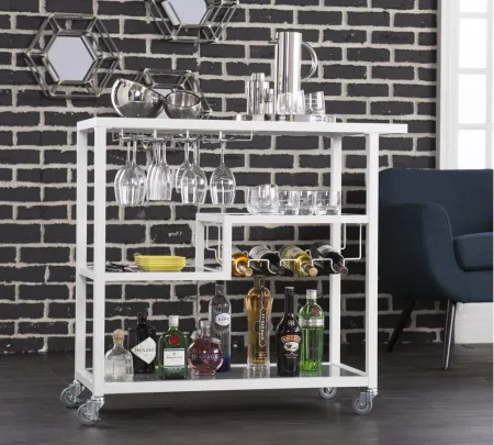 Miller Bar Cart in White by SEI Furniture