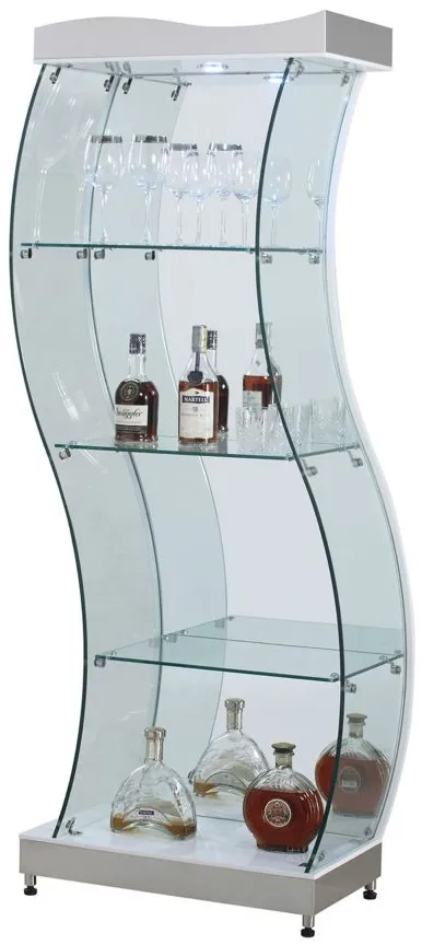 Socorro Glass Curio w/ LED Lights in White by Chintaly Imports