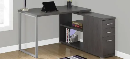 Weaver L-Desk in Gray by Monarch Specialties