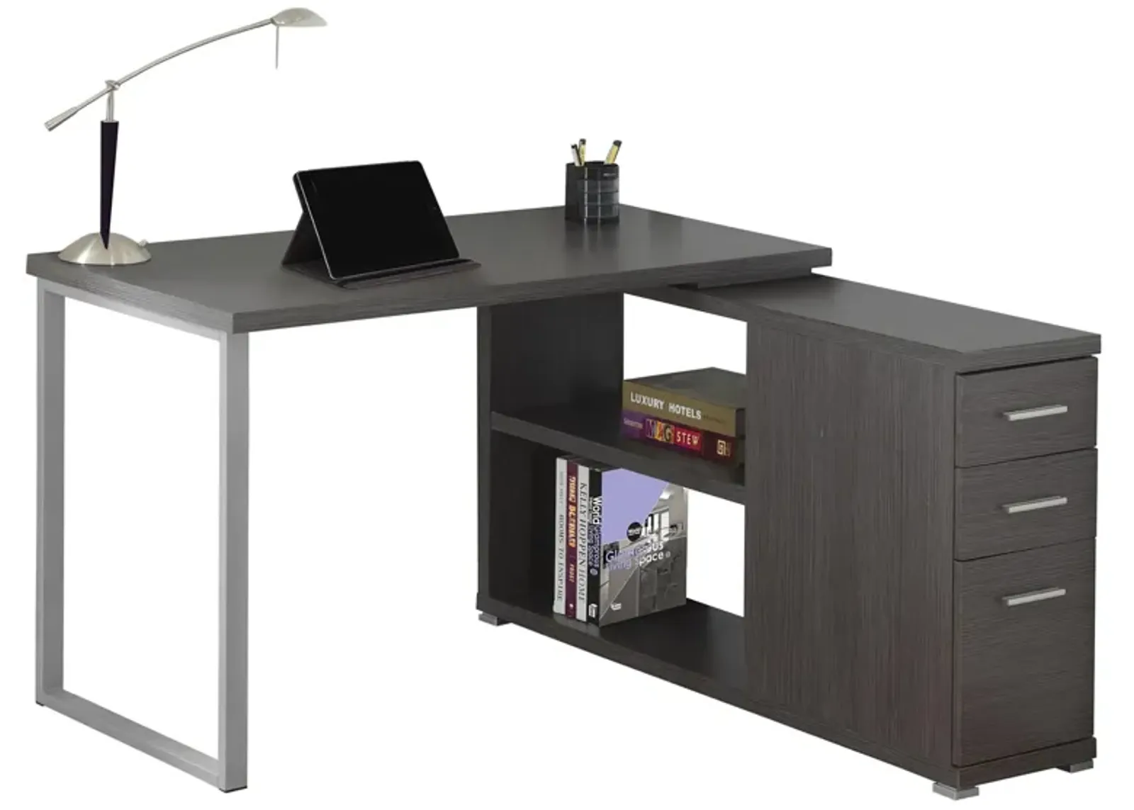 Weaver L-Desk in Gray by Monarch Specialties