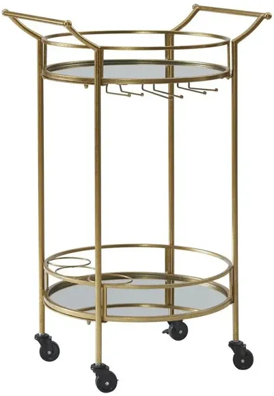 Ulla Round Bar Cart in Gold by Linon Home Decor