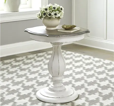 Magnolia Manor Accent Table in Antique White Base w/ Weathered Bark Tops by Liberty Furniture