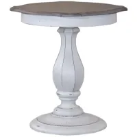 Magnolia Manor Accent Table in Antique White Base w/ Weathered Bark Tops by Liberty Furniture