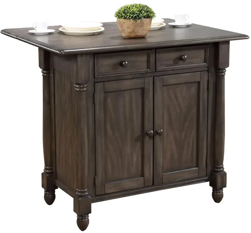 Eastlane Kitchen Island w/ Leaf in Weathered Gray by Sunset Trading