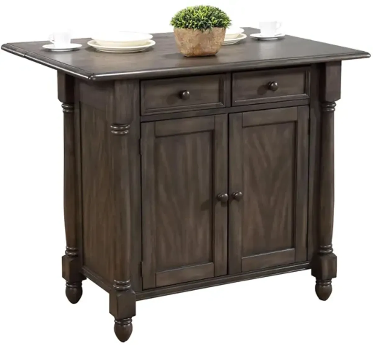 Eastlane Kitchen Island w/ Leaf in Weathered Gray by Sunset Trading