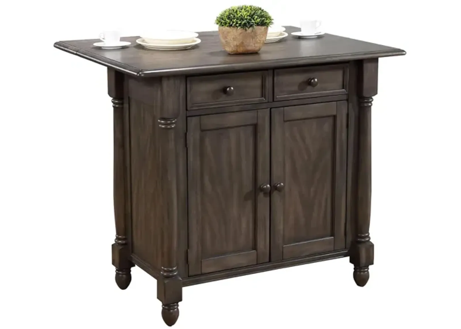 Eastlane Kitchen Island w/ Leaf in Weathered Gray by Sunset Trading