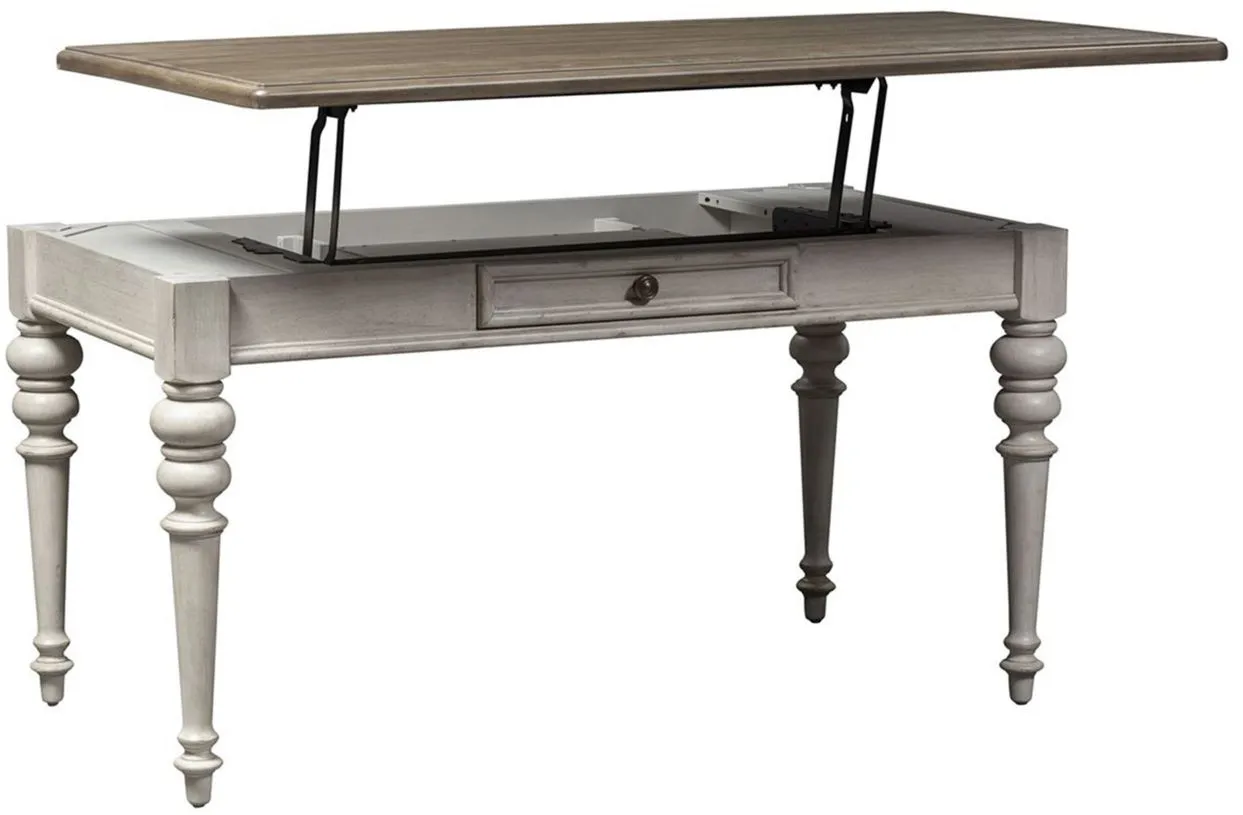 Magnolia Park Adjustable-Height Standing Writing Desk in Two Tone White/Brown by Liberty Furniture