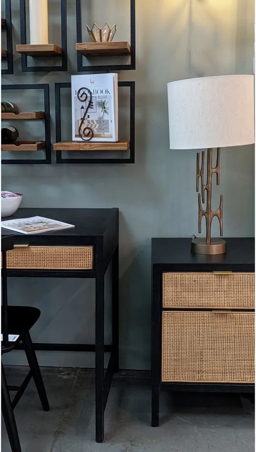 Rattan Filing Cabinet in Ebony by LH Imports Ltd