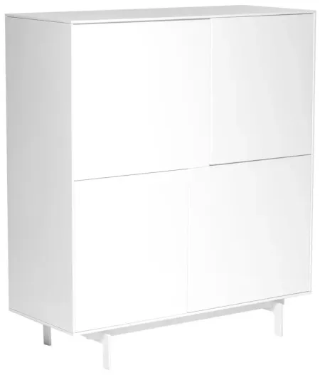 Birmingham 43" Cabinet Stand in High Gloss White/White Powder Coated Steel by EuroStyle