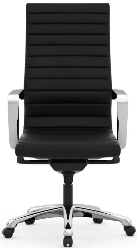 Tre Executive High Back Chair in Black Antimicrobial Vinyl; Silver by Coe Distributors