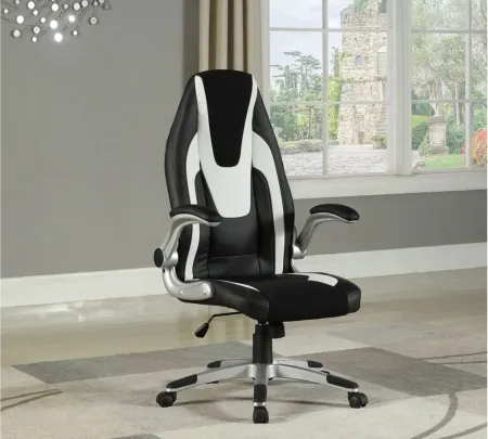 Modern Ergonomic 2-Tone Adjustable Computer Chair in Silver by Chintaly Imports