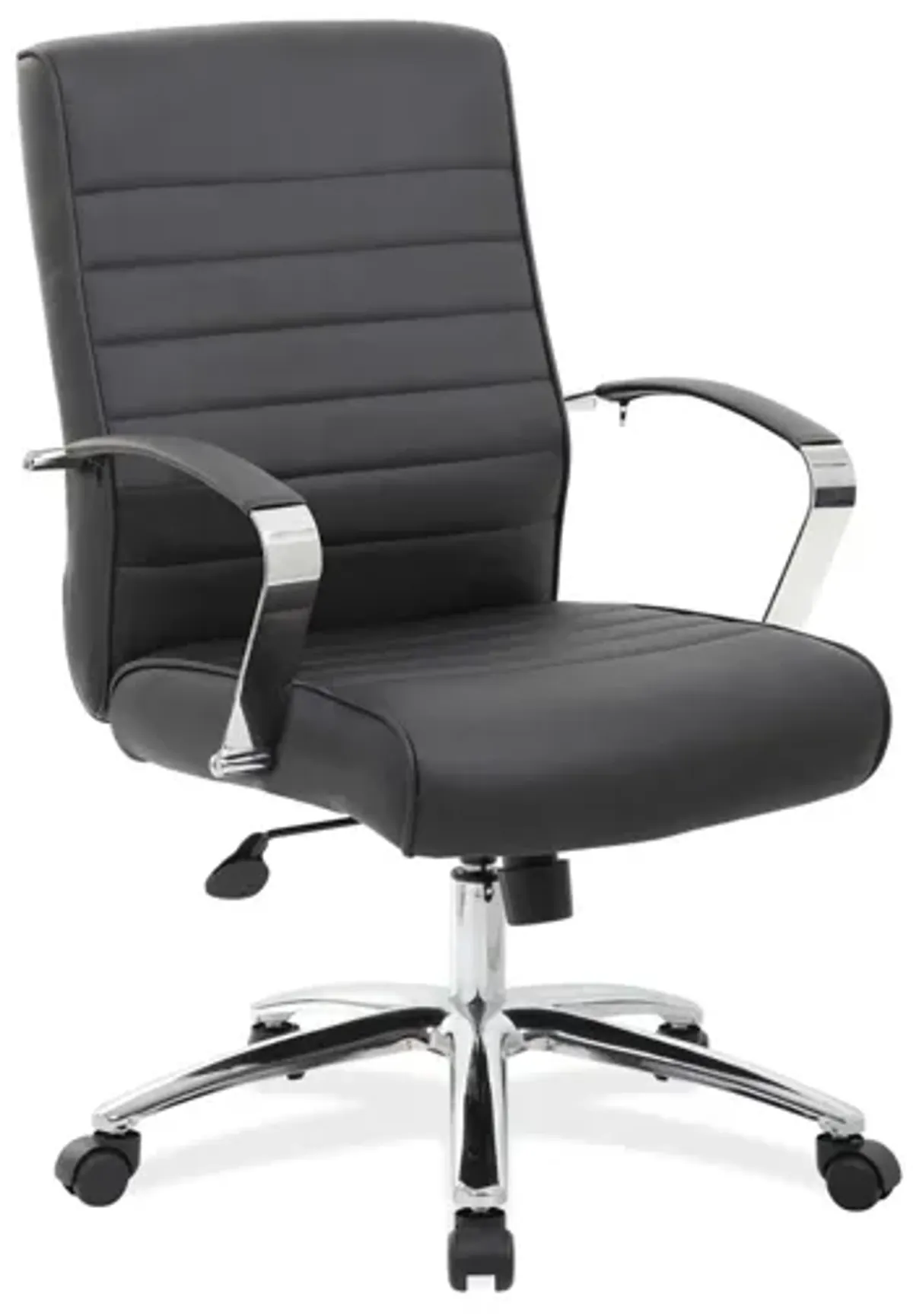 Hudspeth Office Chair in Black Leather Soft Vinyl; Chrome by Coe Distributors