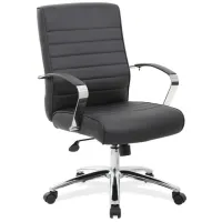 Hudspeth Office Chair in Black Leather Soft Vinyl; Chrome by Coe Distributors