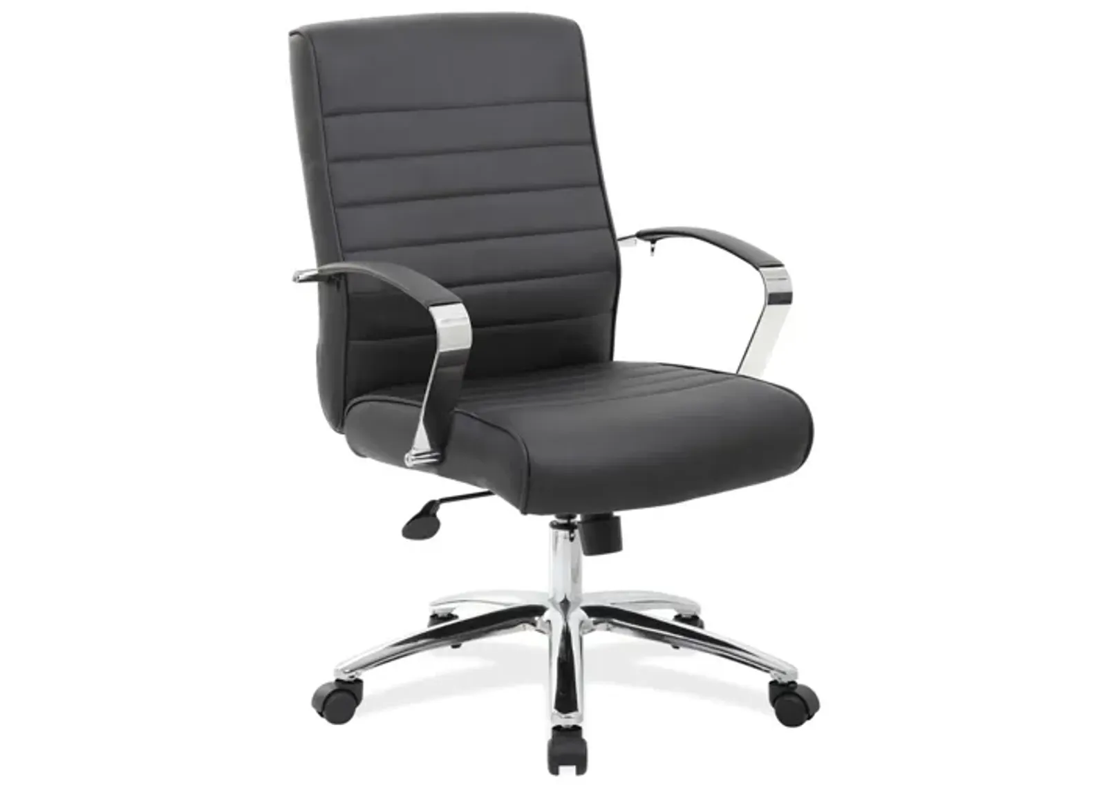 Hudspeth Office Chair in Black Leather Soft Vinyl; Chrome by Coe Distributors