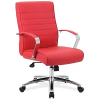 Hudspeth Office Chair in Red Leather Soft Vinyl; Chrome by Coe Distributors