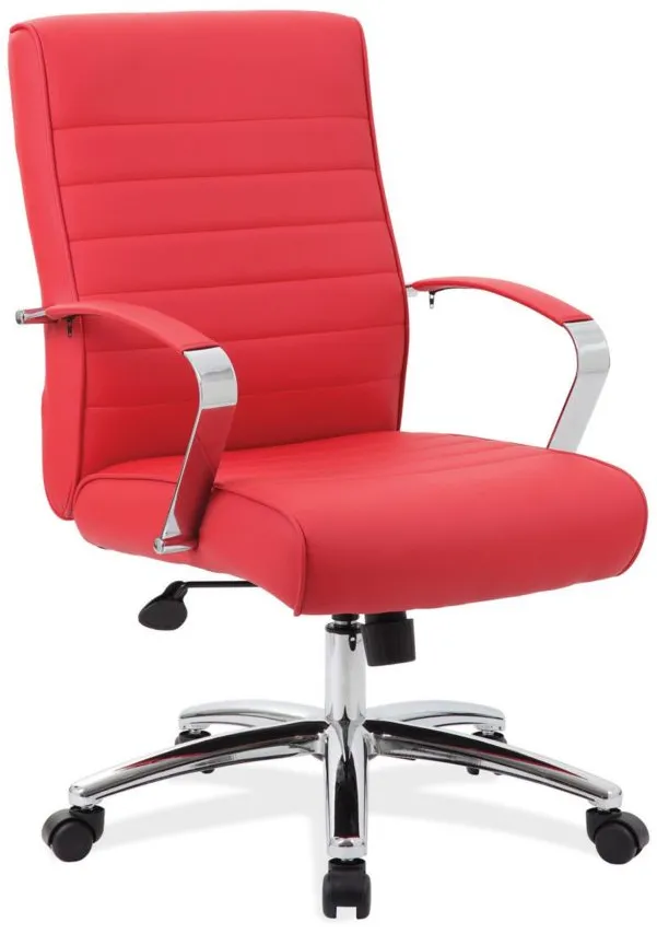 Hudspeth Office Chair in Red Leather Soft Vinyl; Chrome by Coe Distributors