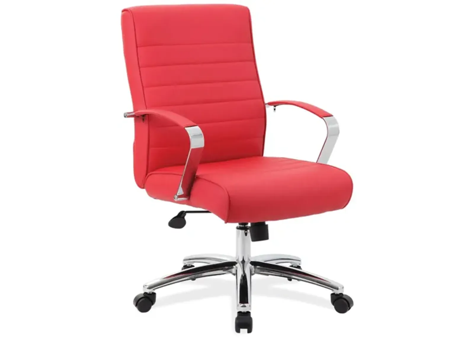 Hudspeth Office Chair in Red Leather Soft Vinyl; Chrome by Coe Distributors