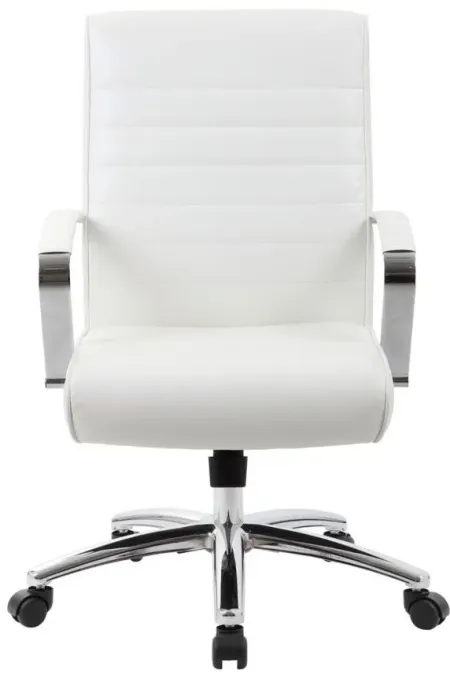 Hudspeth Office Chair in White Leather Soft Vinyl; Chrome by Coe Distributors