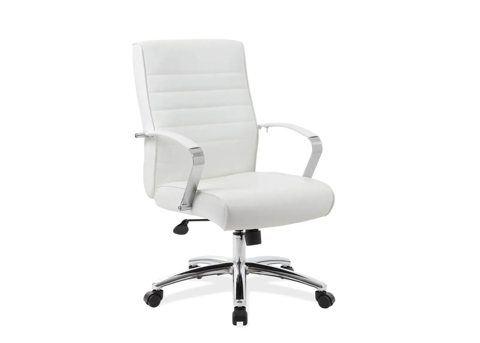 Hudspeth Office Chair in White Leather Soft Vinyl; Chrome by Coe Distributors