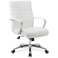Hudspeth Office Chair in White Leather Soft Vinyl; Chrome by Coe Distributors