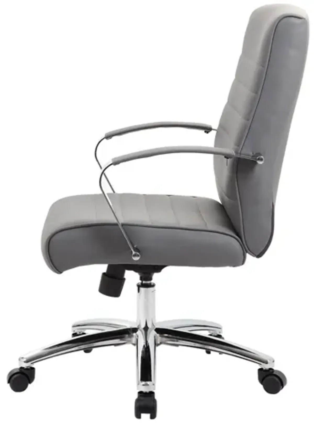 Hudspeth Office Chair in Gray Leather Soft Vinyl; Chrome by Coe Distributors