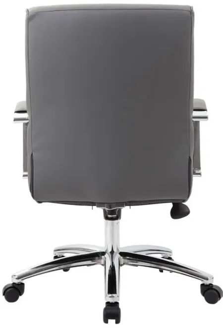 Hudspeth Office Chair in Gray Leather Soft Vinyl; Chrome by Coe Distributors