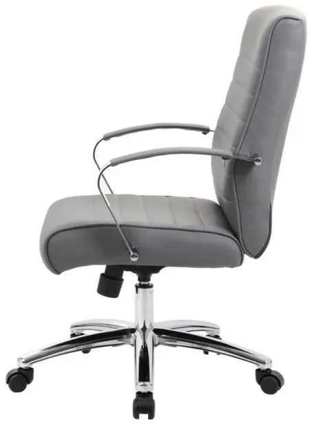 Hudspeth Office Chair in Gray Leather Soft Vinyl; Chrome by Coe Distributors