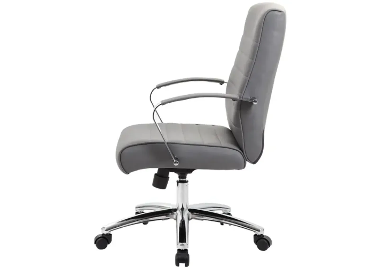 Hudspeth Office Chair in Gray Leather Soft Vinyl; Chrome by Coe Distributors